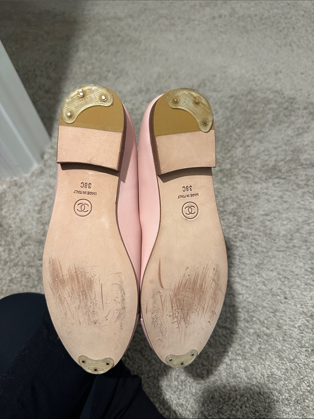 CHANEL Pink Leather Bow Ballet Flats - Picture 2 of 2